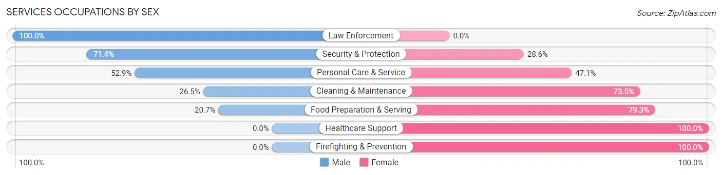Services Occupations by Sex in Zip Code 48445