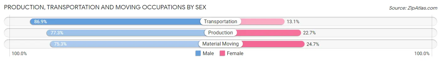 Production, Transportation and Moving Occupations by Sex in Zip Code 48453