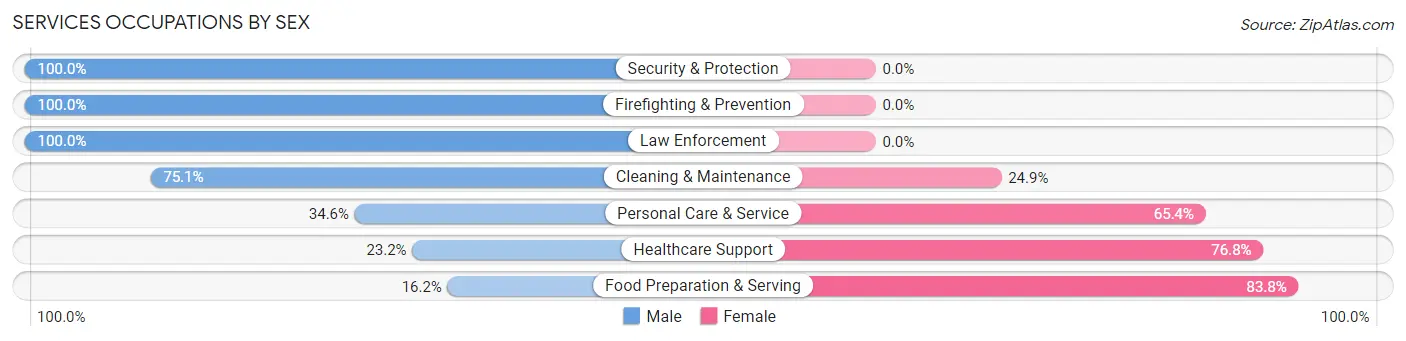 Services Occupations by Sex in Zip Code 48458