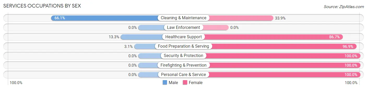 Services Occupations by Sex in Zip Code 48461
