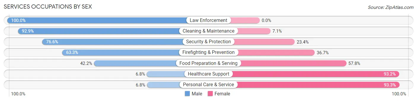 Services Occupations by Sex in Zip Code 48462