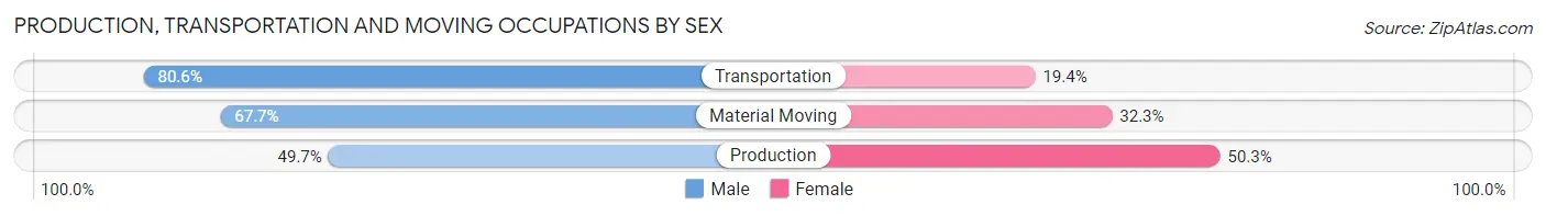 Production, Transportation and Moving Occupations by Sex in Zip Code 48504