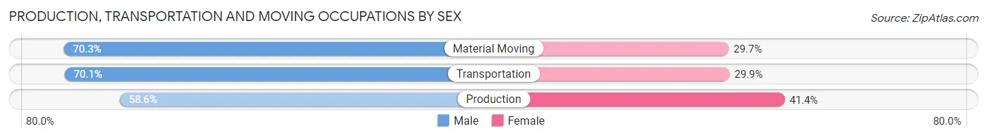Production, Transportation and Moving Occupations by Sex in Zip Code 48505