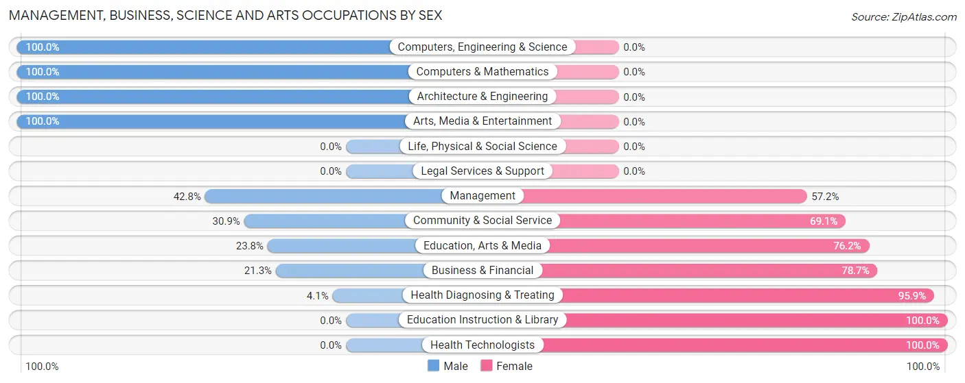 Management, Business, Science and Arts Occupations by Sex in Zip Code 48519