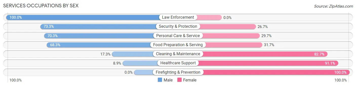 Services Occupations by Sex in Zip Code 48529