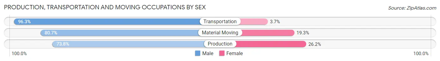 Production, Transportation and Moving Occupations by Sex in Zip Code 48602