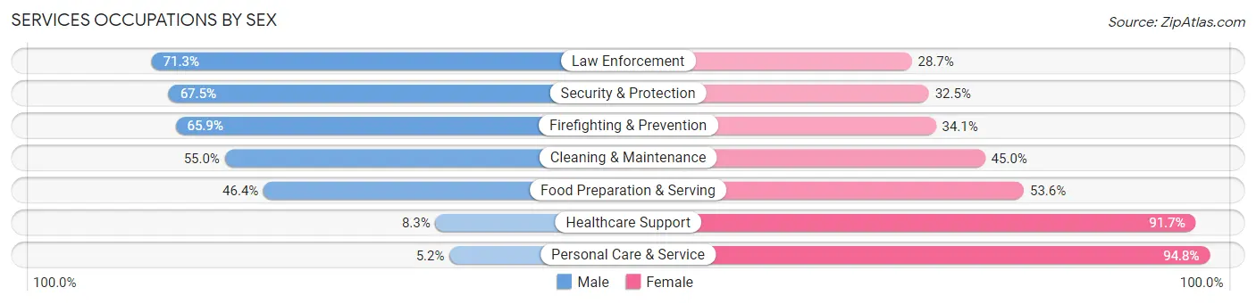 Services Occupations by Sex in Zip Code 48603
