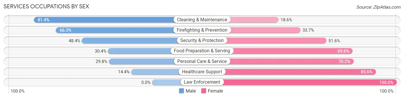 Services Occupations by Sex in Zip Code 48604
