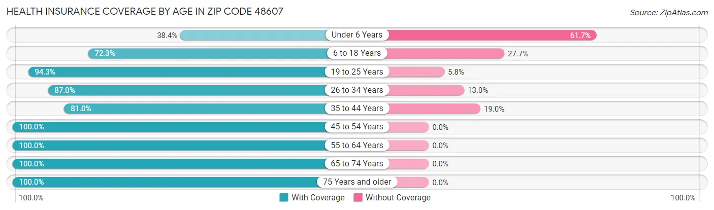 Health Insurance Coverage by Age in Zip Code 48607