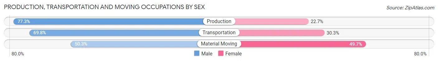 Production, Transportation and Moving Occupations by Sex in Zip Code 48612