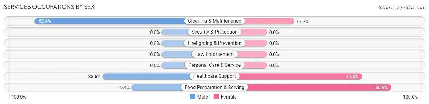 Services Occupations by Sex in Zip Code 48613