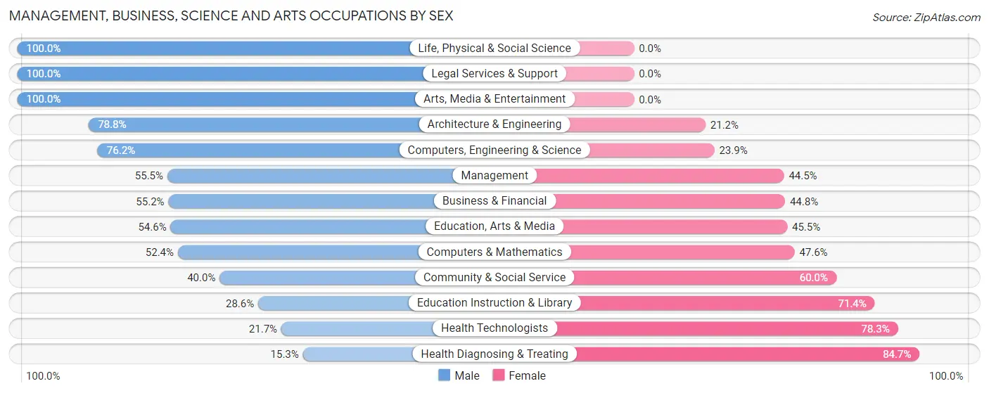 Management, Business, Science and Arts Occupations by Sex in Zip Code 48626