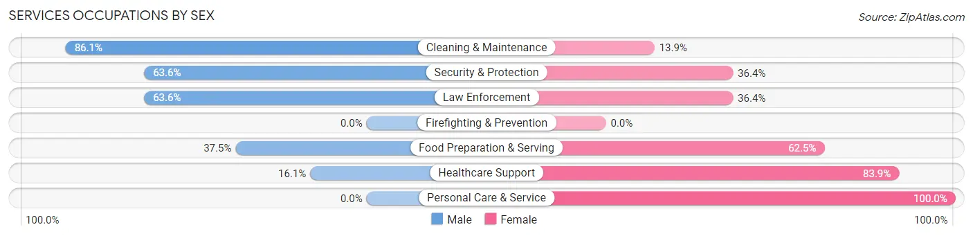Services Occupations by Sex in Zip Code 48628