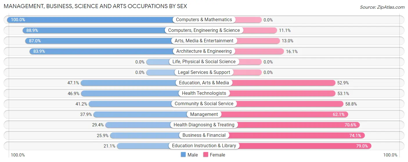 Management, Business, Science and Arts Occupations by Sex in Zip Code 48632