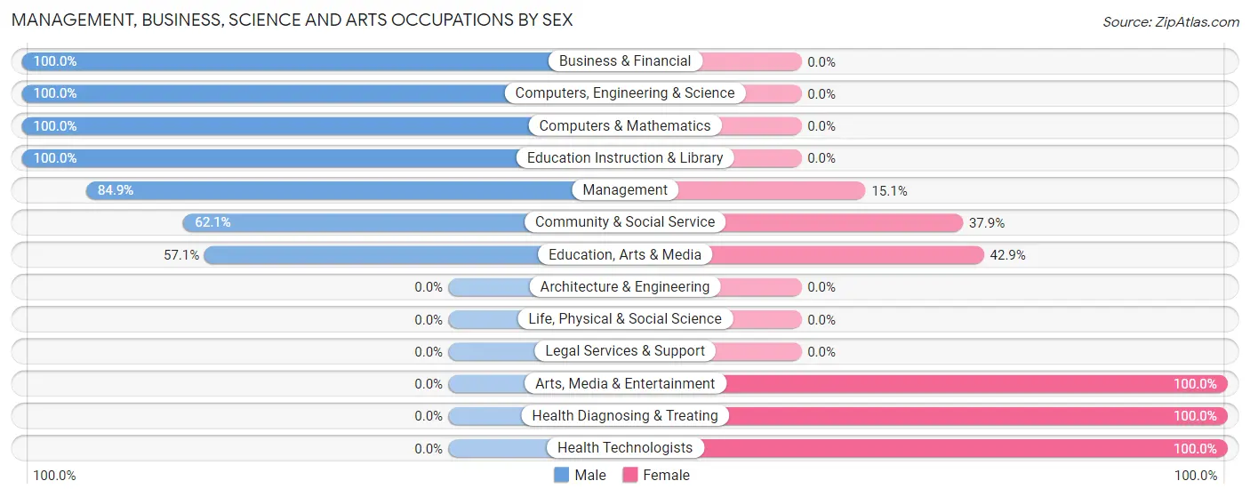 Management, Business, Science and Arts Occupations by Sex in Zip Code 48649