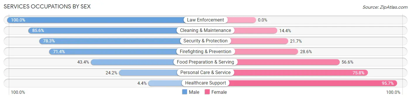Services Occupations by Sex in Zip Code 48650