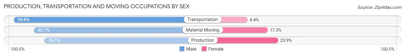 Production, Transportation and Moving Occupations by Sex in Zip Code 48655