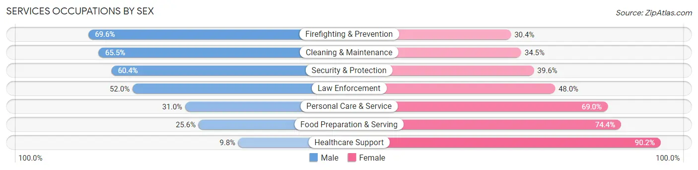 Services Occupations by Sex in Zip Code 48658