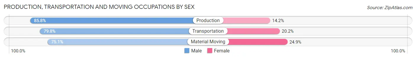Production, Transportation and Moving Occupations by Sex in Zip Code 48708