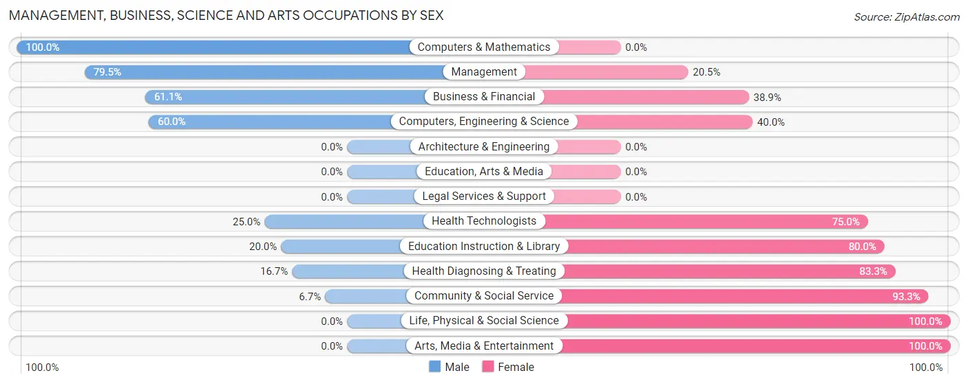 Management, Business, Science and Arts Occupations by Sex in Zip Code 48720