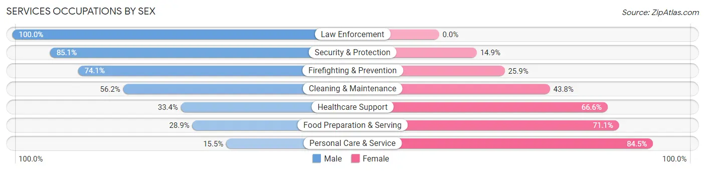 Services Occupations by Sex in Zip Code 48723