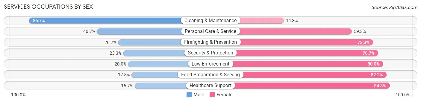 Services Occupations by Sex in Zip Code 48726