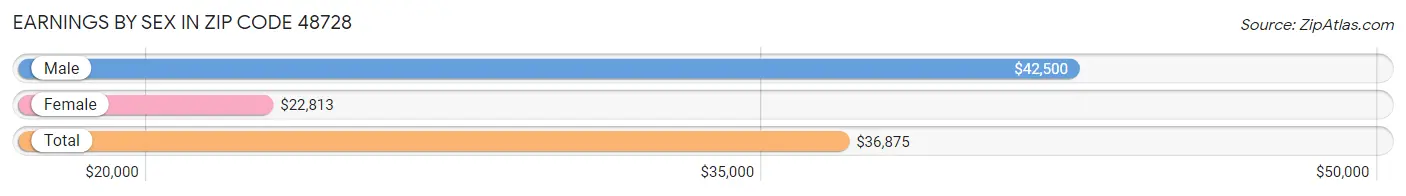 Earnings by Sex in Zip Code 48728