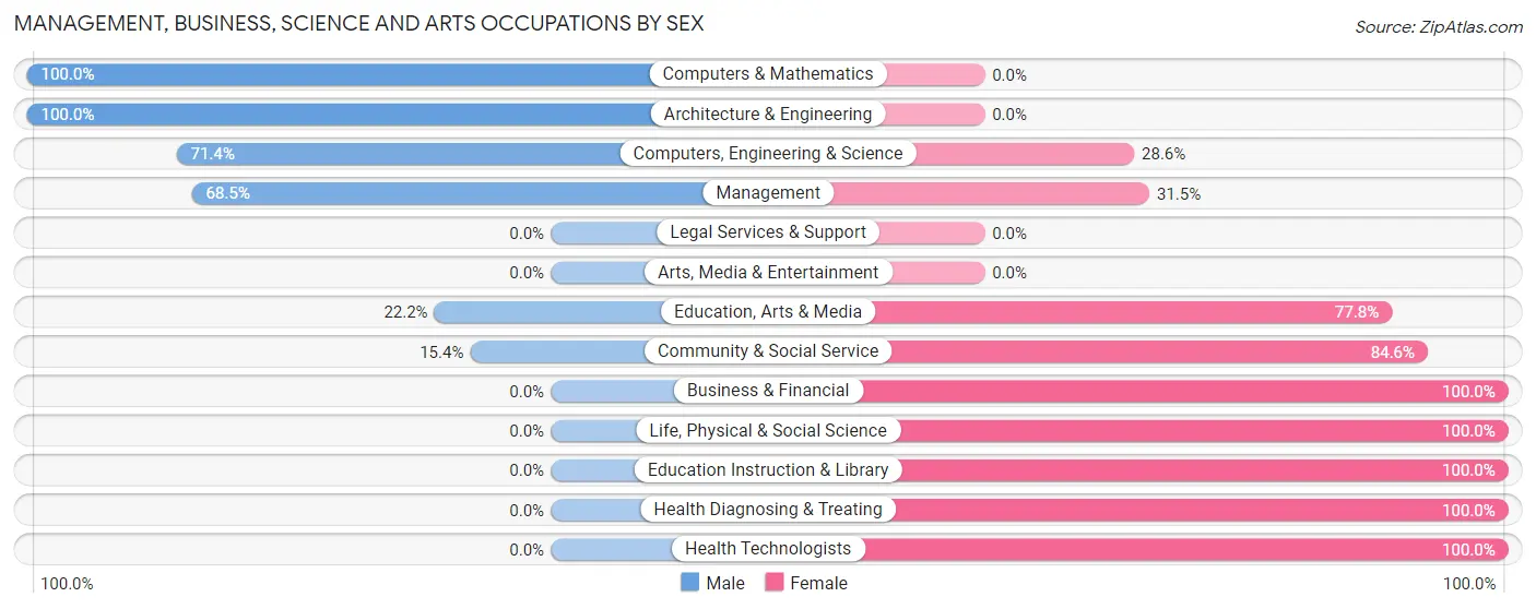Management, Business, Science and Arts Occupations by Sex in Zip Code 48729