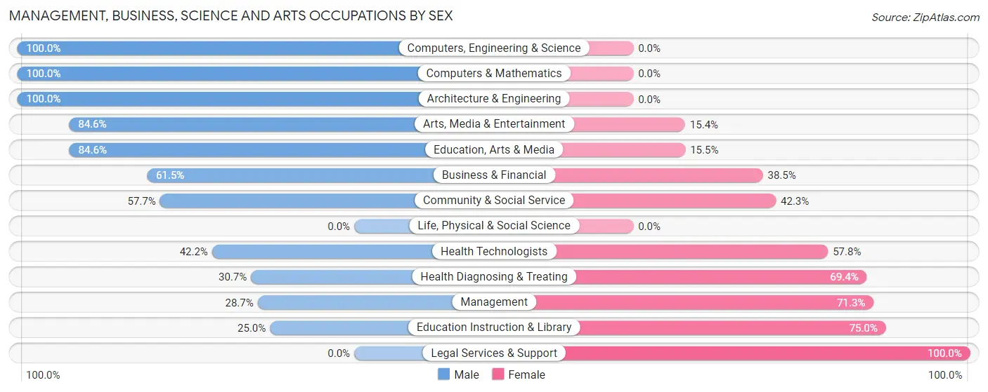 Management, Business, Science and Arts Occupations by Sex in Zip Code 48730