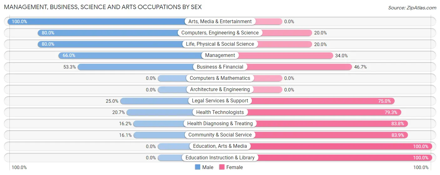 Management, Business, Science and Arts Occupations by Sex in Zip Code 48733