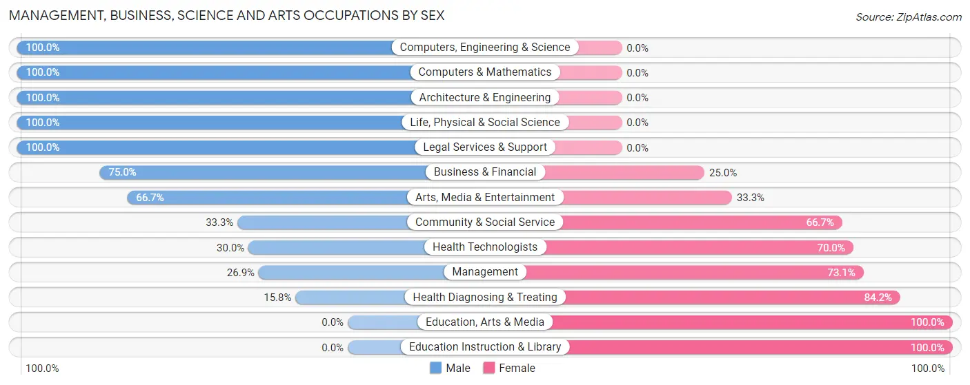 Management, Business, Science and Arts Occupations by Sex in Zip Code 48738