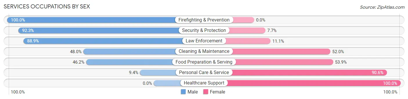 Services Occupations by Sex in Zip Code 48740