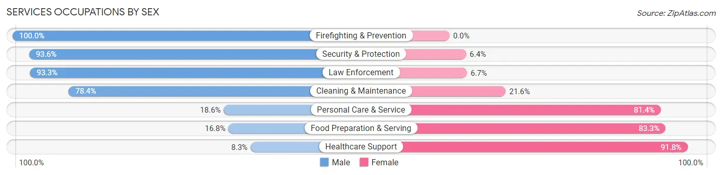 Services Occupations by Sex in Zip Code 48746