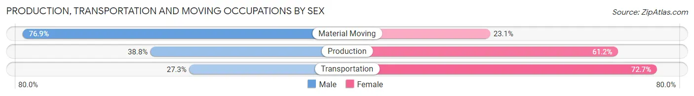 Production, Transportation and Moving Occupations by Sex in Zip Code 48748