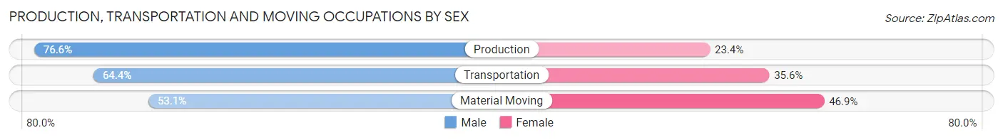 Production, Transportation and Moving Occupations by Sex in Zip Code 48750