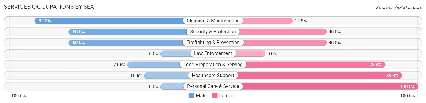 Services Occupations by Sex in Zip Code 48756