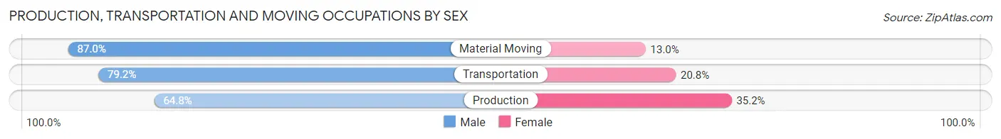 Production, Transportation and Moving Occupations by Sex in Zip Code 48766