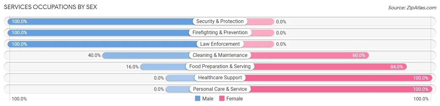 Services Occupations by Sex in Zip Code 48766
