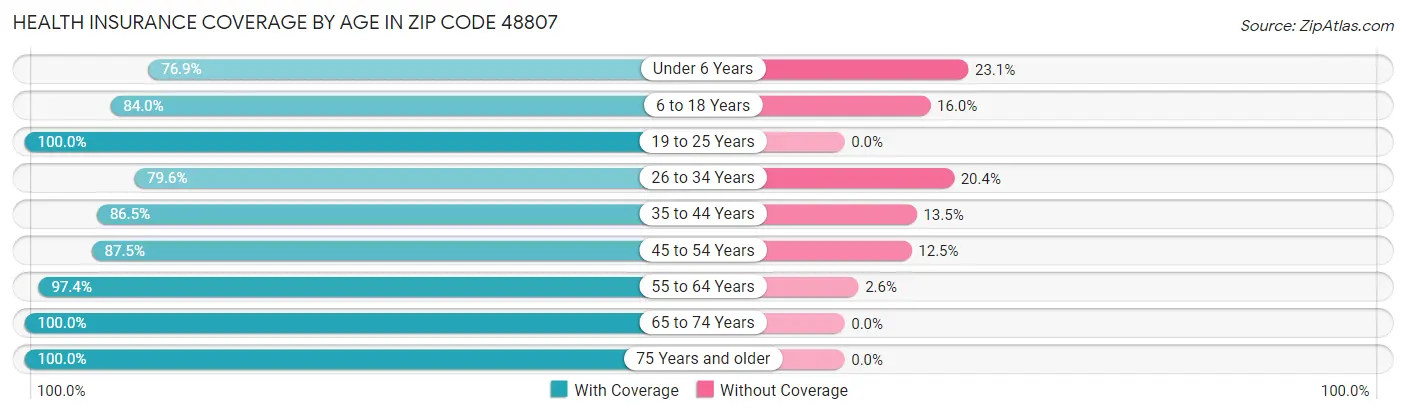 Health Insurance Coverage by Age in Zip Code 48807