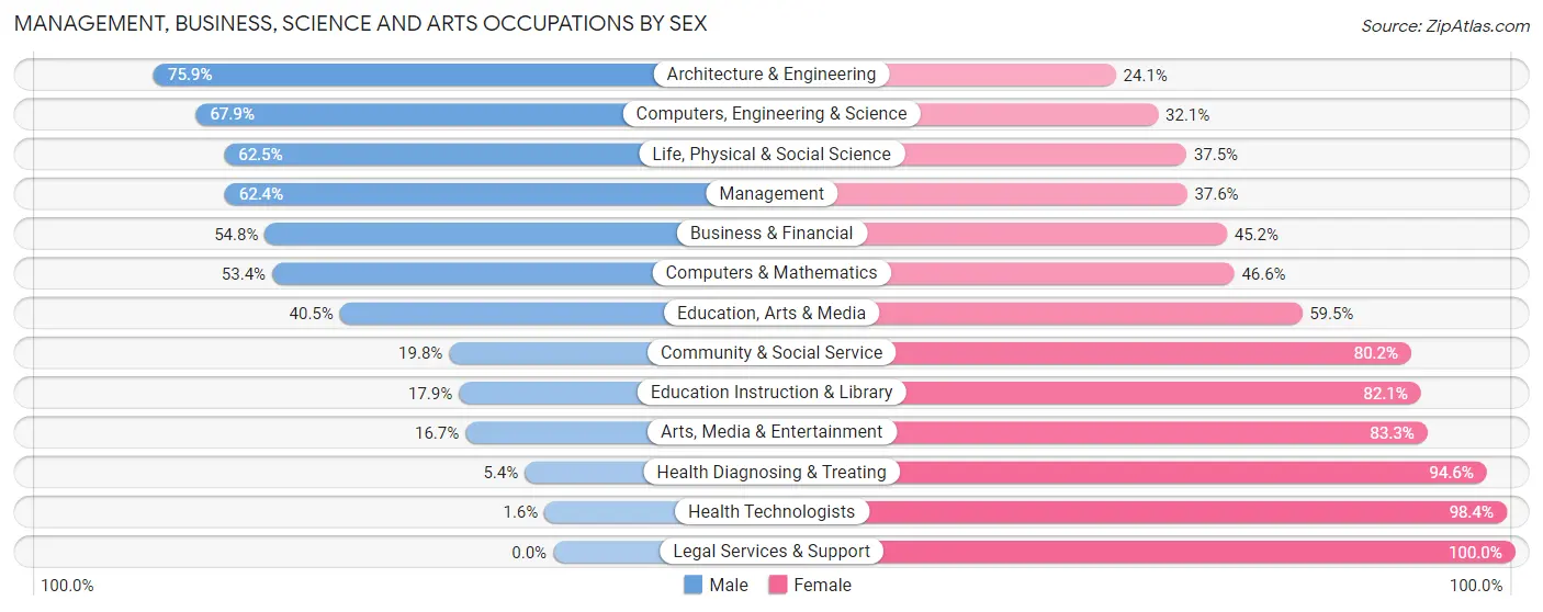 Management, Business, Science and Arts Occupations by Sex in Zip Code 48809