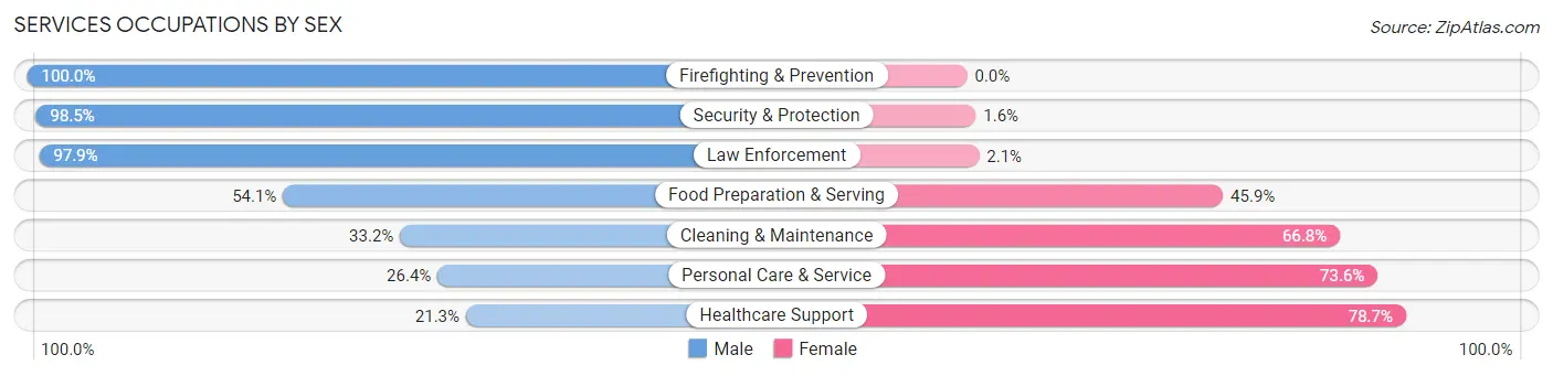 Services Occupations by Sex in Zip Code 48820