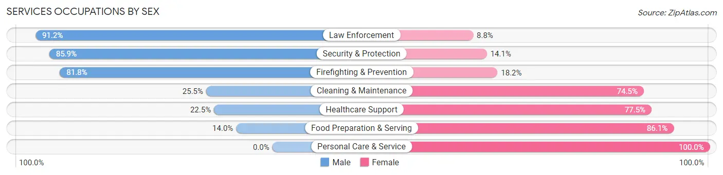 Services Occupations by Sex in Zip Code 48821