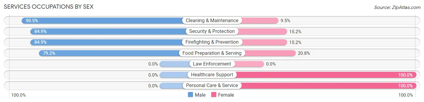 Services Occupations by Sex in Zip Code 48822