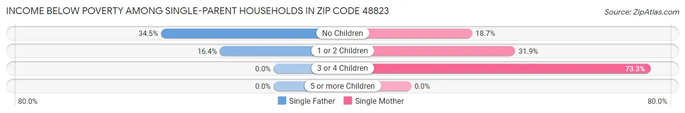 Income Below Poverty Among Single-Parent Households in Zip Code 48823