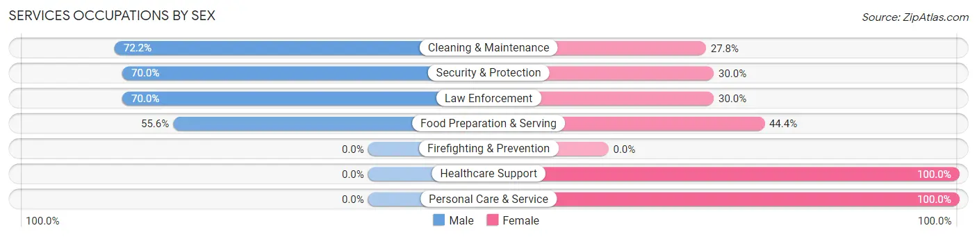 Services Occupations by Sex in Zip Code 48845