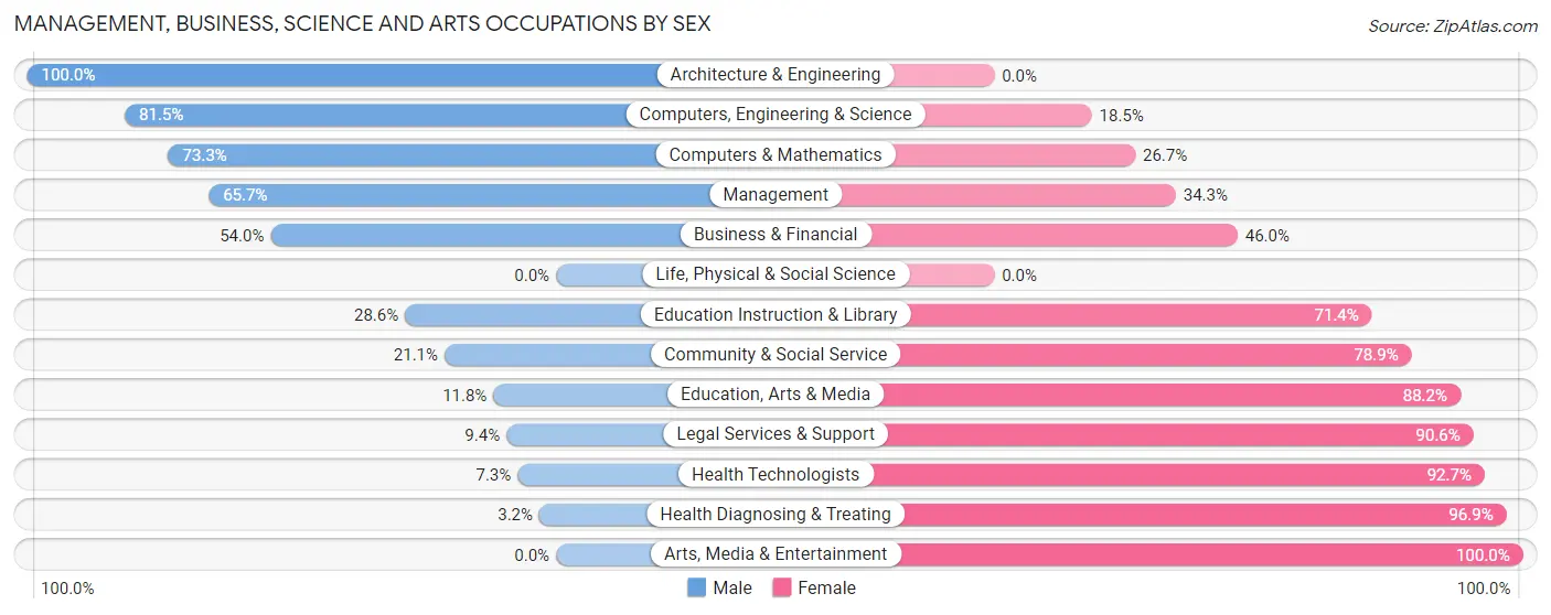 Management, Business, Science and Arts Occupations by Sex in Zip Code 48847