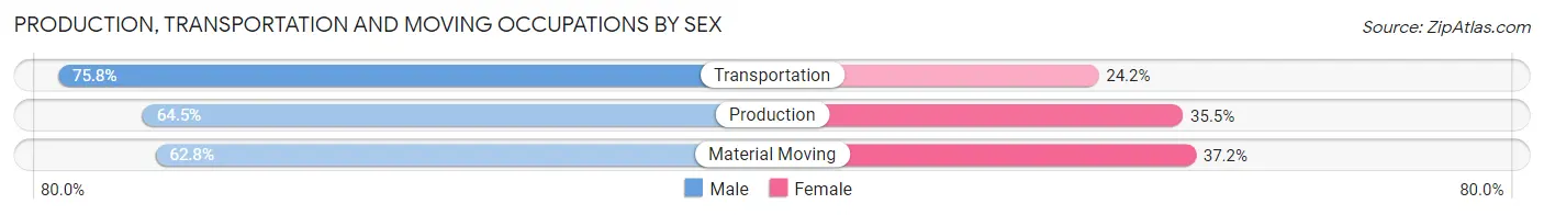Production, Transportation and Moving Occupations by Sex in Zip Code 48857