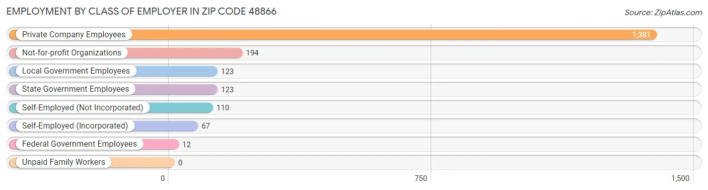 Employment by Class of Employer in Zip Code 48866