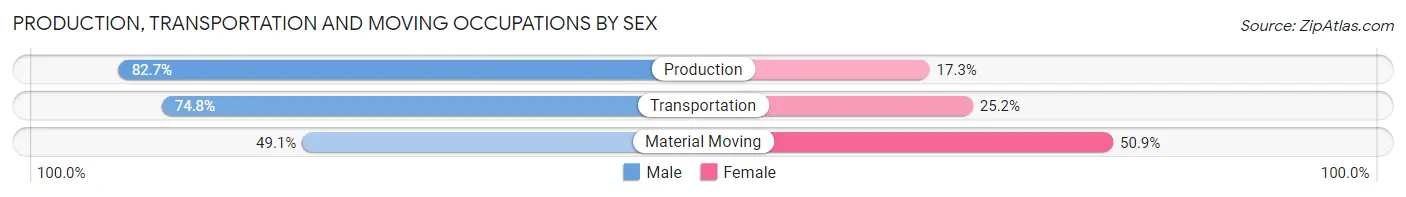 Production, Transportation and Moving Occupations by Sex in Zip Code 48875