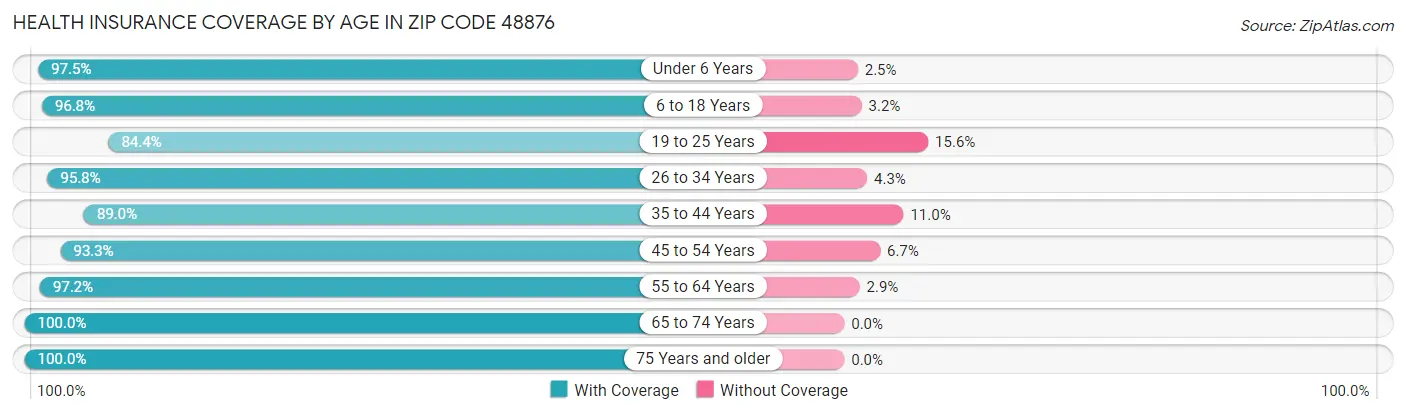 Health Insurance Coverage by Age in Zip Code 48876